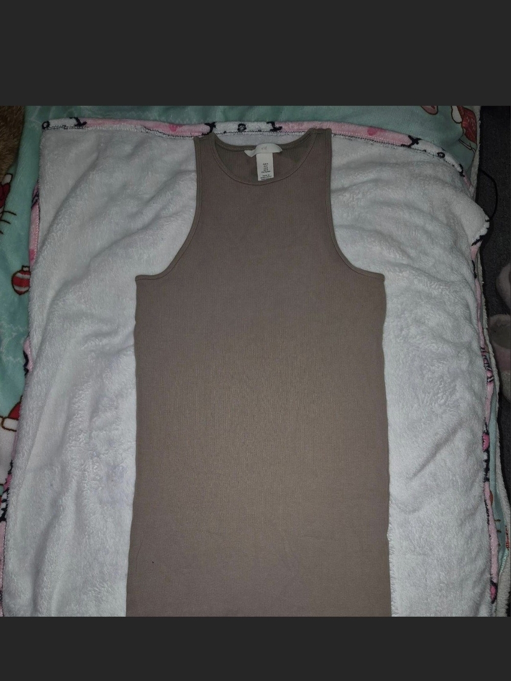 H&M Ribbed Tank Dress in Taupe